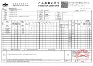 Mill test certificate for hot-dip galvanized steel pipe