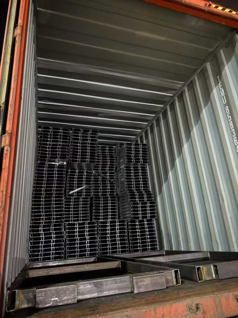square steel tubes loaded into container for African customers