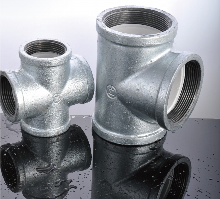 Galvanized threaded pipe fittings for water and fire systems