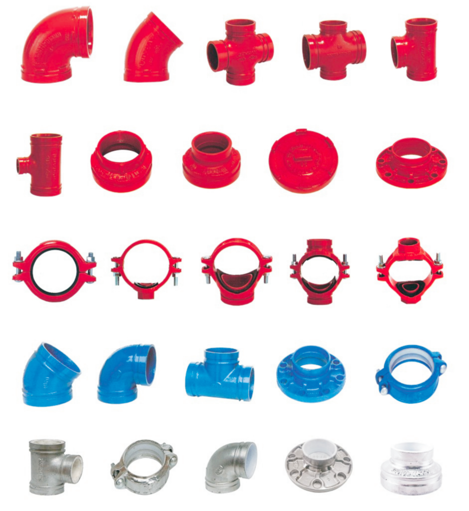 Grooved pipe fittings for fire protection systems including elbows tees couplings and mechanical fittings full range supplier
