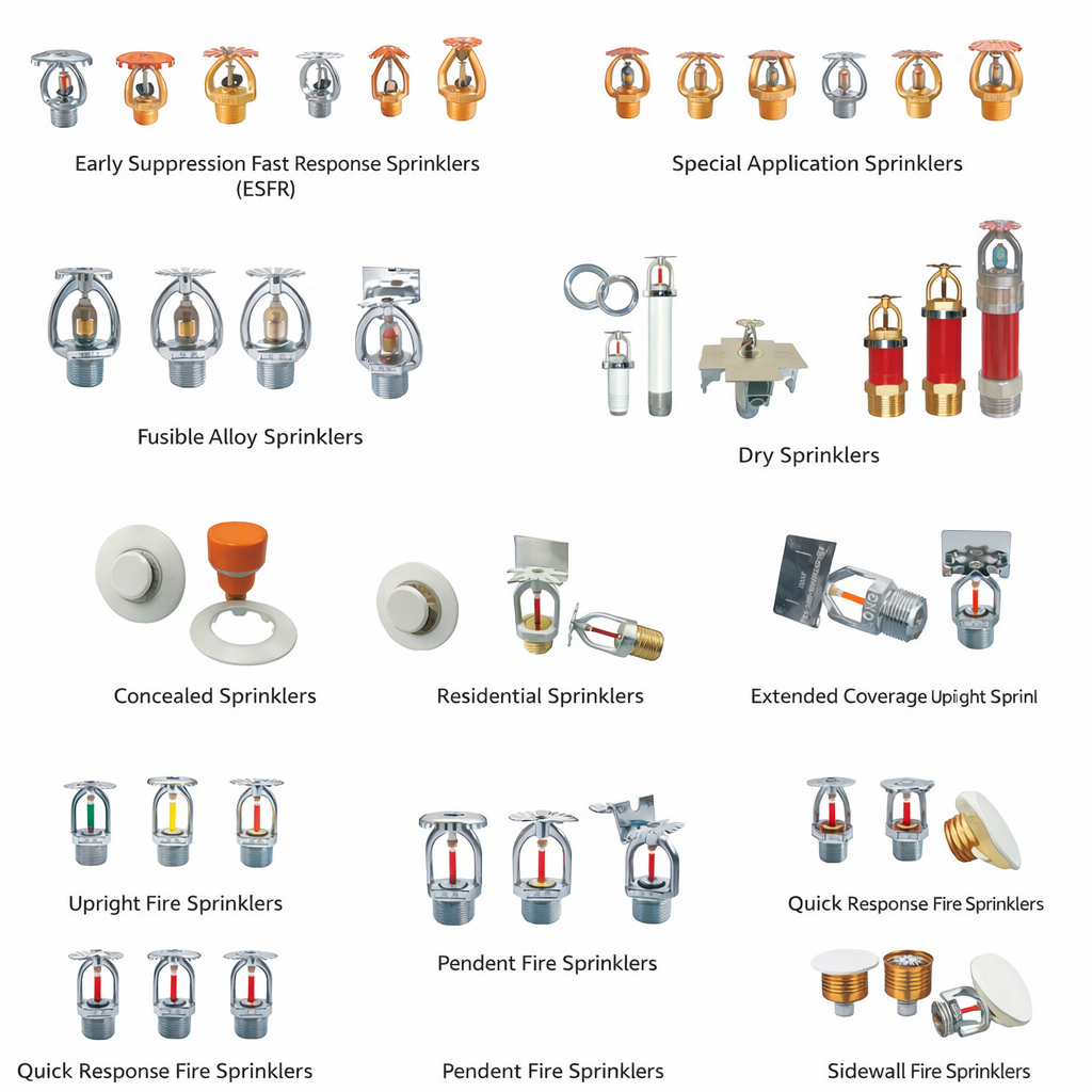 fire sprinkler heads used in fire protection systems for automatic fire suppression