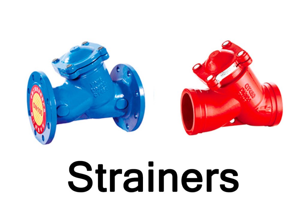 Pipeline strainers including Y type strainers for filtering impurities in water and fire protection systems