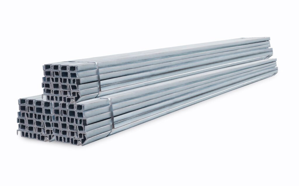 Galvanized steel channel bars for construction, steel structures and industrial fabrication projects
