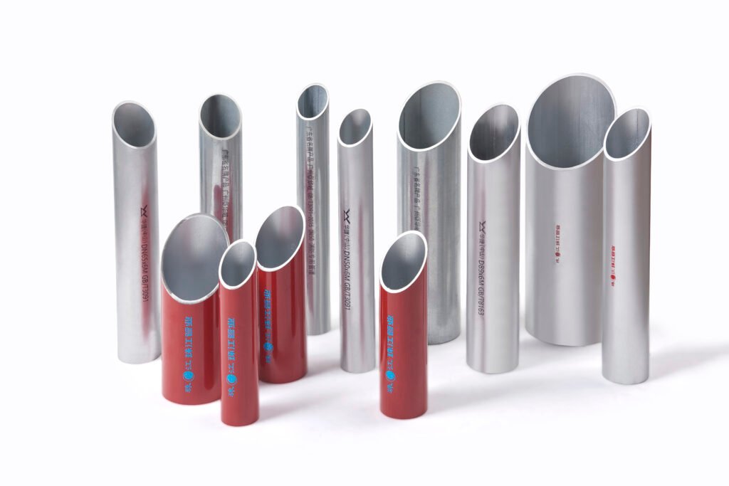 Different sizes and diameters of galvanized steel pipes