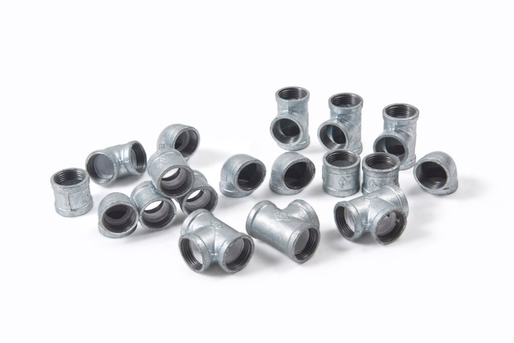 Galvanized threaded pipe fittings including elbows, tees and couplings for fire protection and plumbing systems