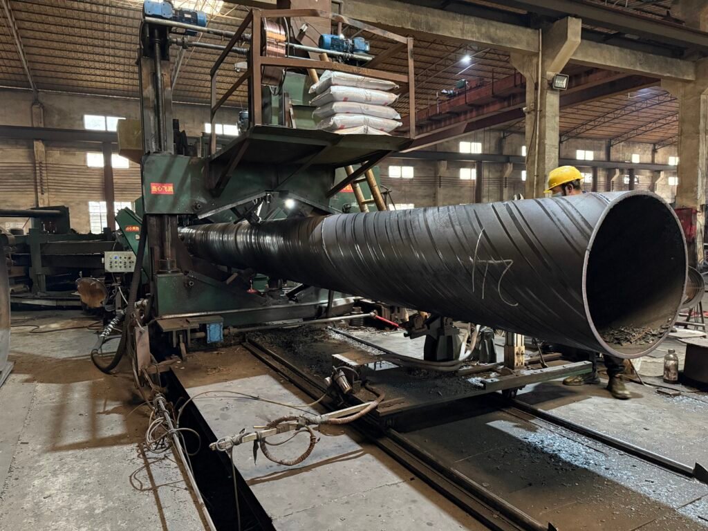 Spiral welded steel pipe manufacturing process in China factory for fire protection and industrial piping projects
