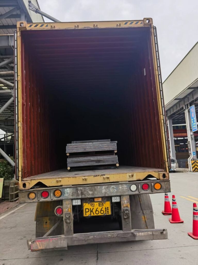 Patterned steel plate loaded in container