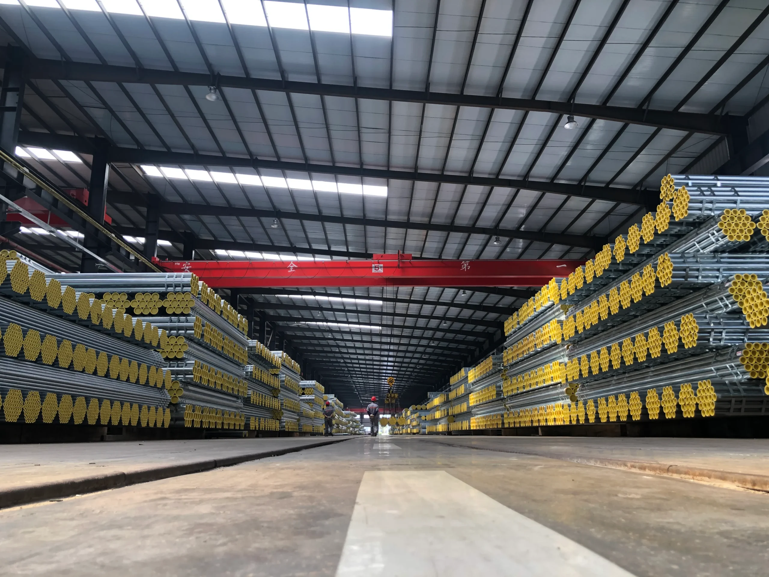 Galvanized steel pipes stored in CanHope Steel factory warehouse in China