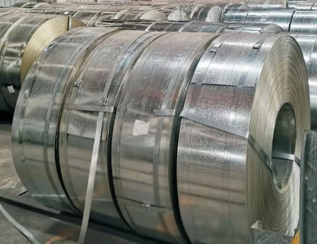 Slit galvanized steel coils (narrow strips) after coil slitting